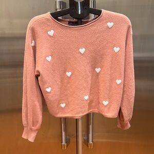 Dusty Rose Heart Embellished Women's Sweater